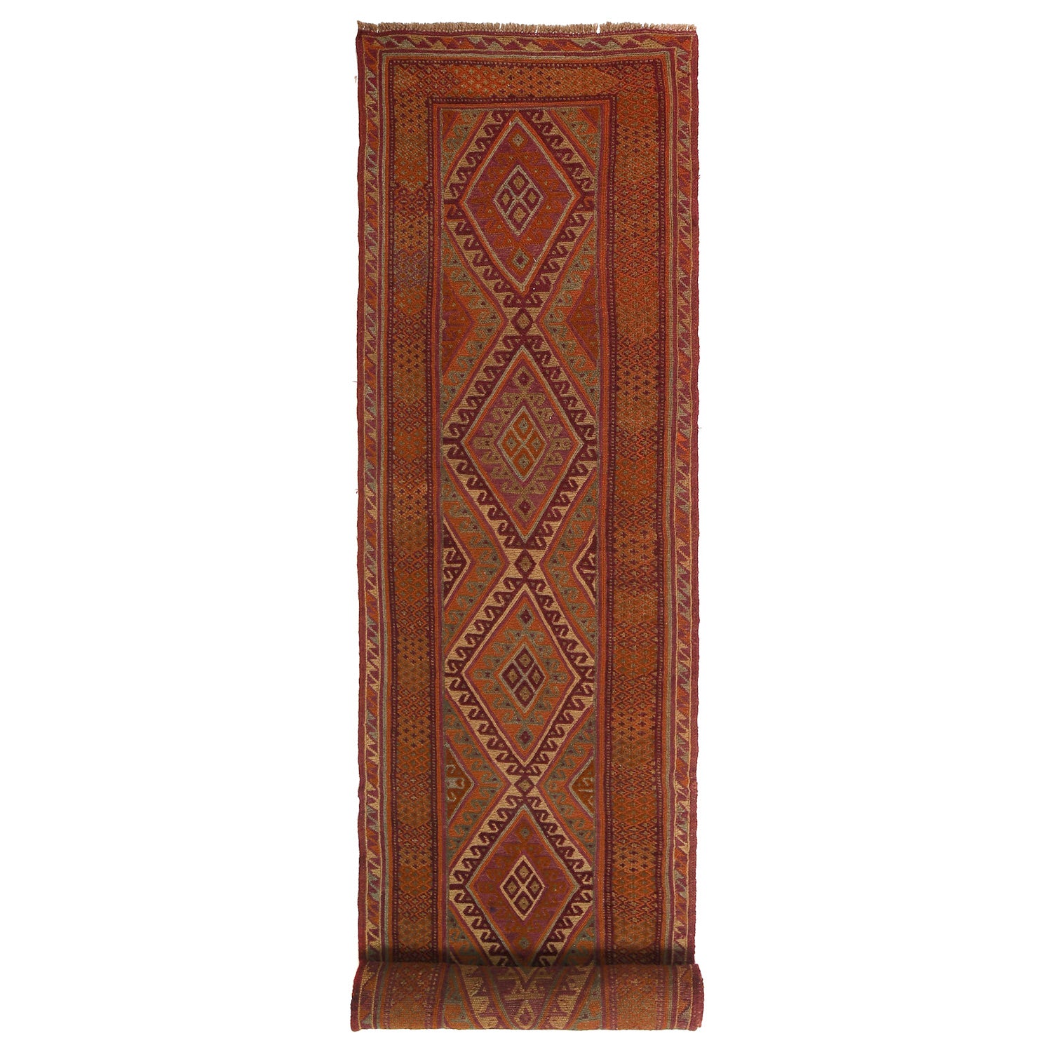 Mashwani Runner Rug Handmade Brown Geometric 13' Runner