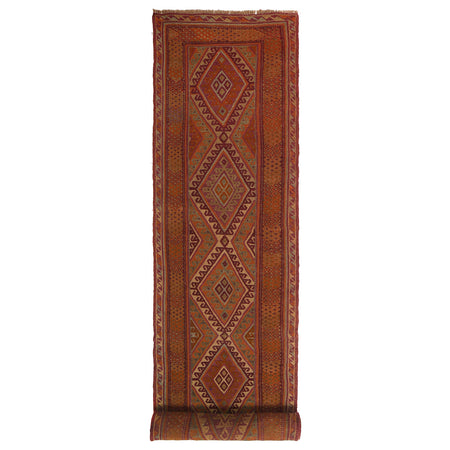 Mashwani Runner Rug Handmade Brown Geometric 13' Runner
