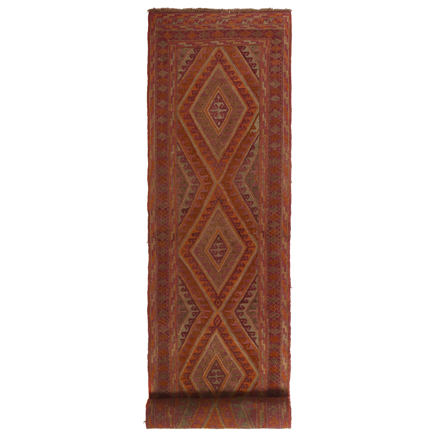 Mashwani Runner Handmade Brown Geometric 12' Runner