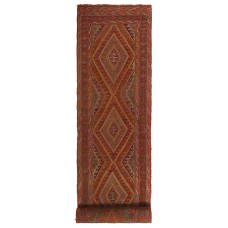 Mashwani Runner Handmade Brown Geometric 12' Runner