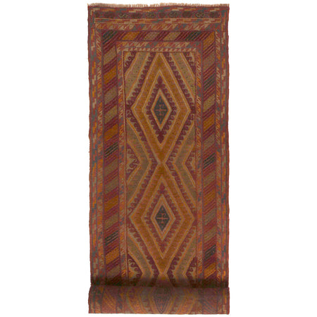 Mashwani Area Rug Runner Handmade Brown Geometric 12' Runner