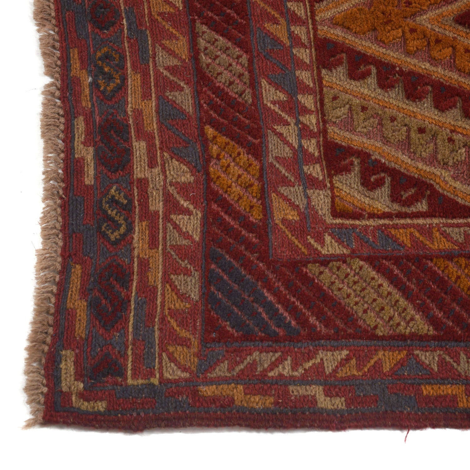 Mashwani Area Rug Runner Handmade Brown Geometric 12' Runner