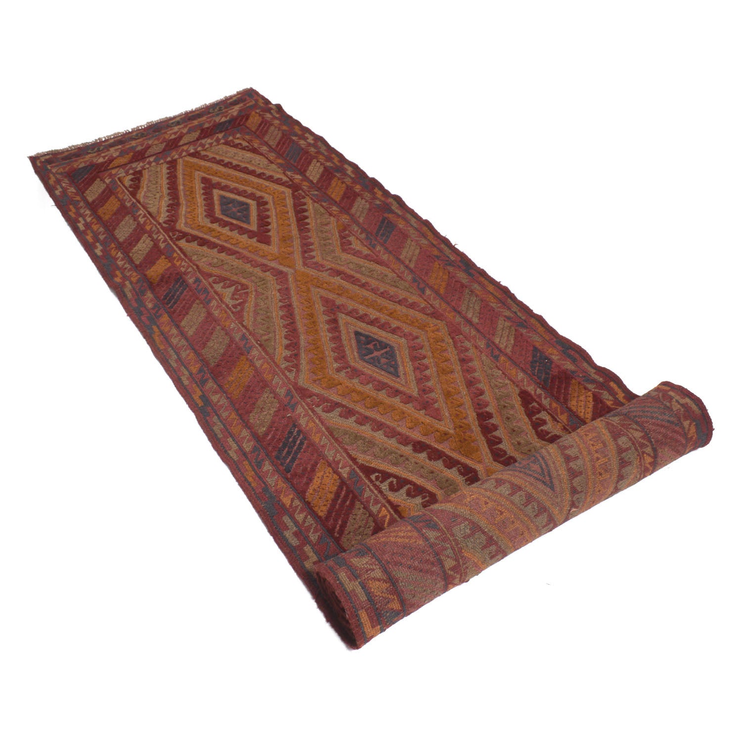 Mashwani Area Rug Runner Handmade Brown Geometric 12' Runner