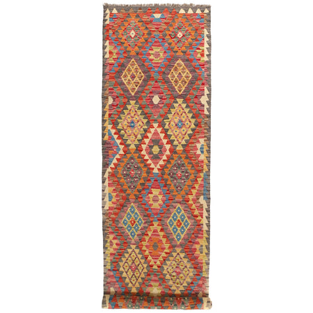 Handmade Multi Kilim Geometric 10' Runner
