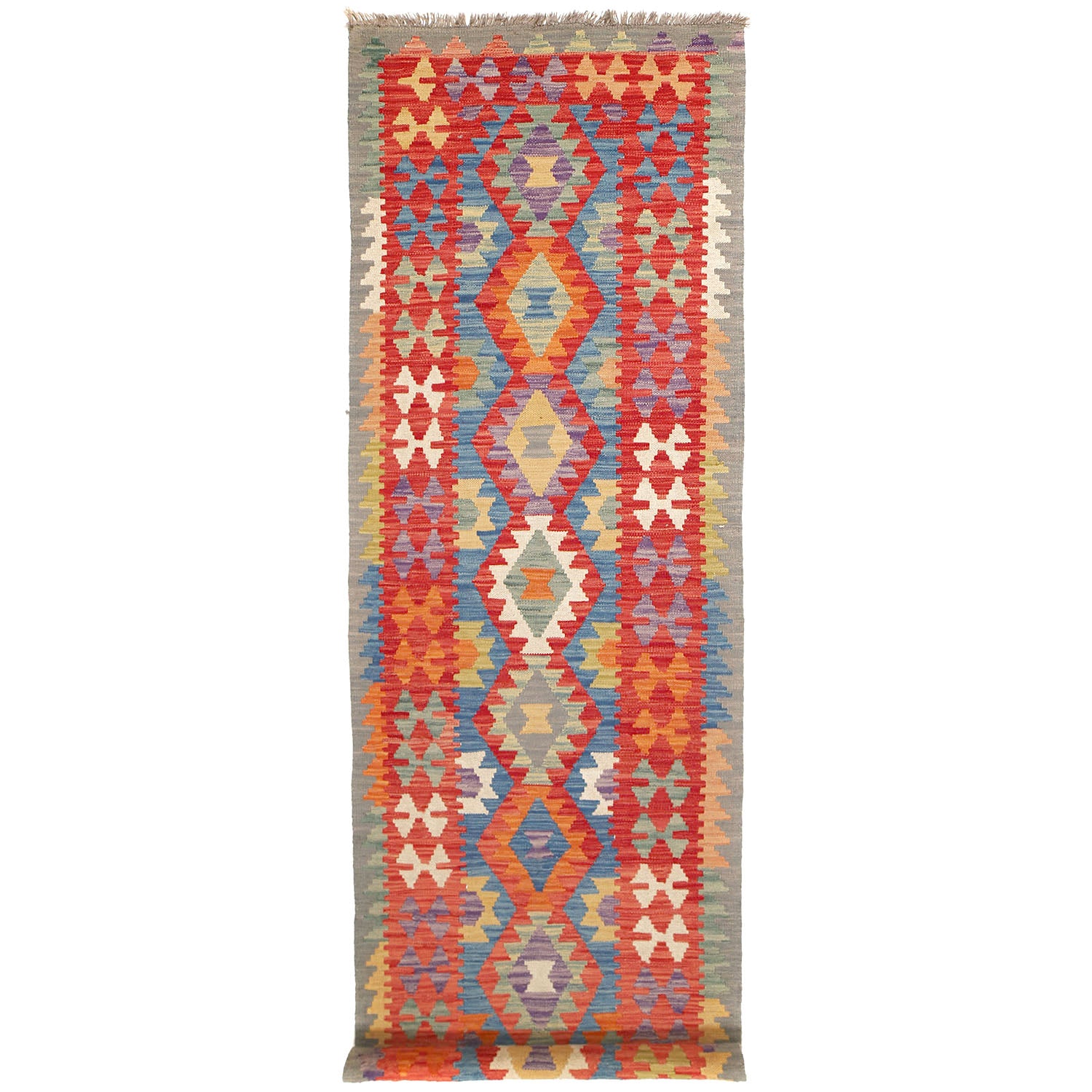 Handmade Multi Kilim Geometric 10' Runner