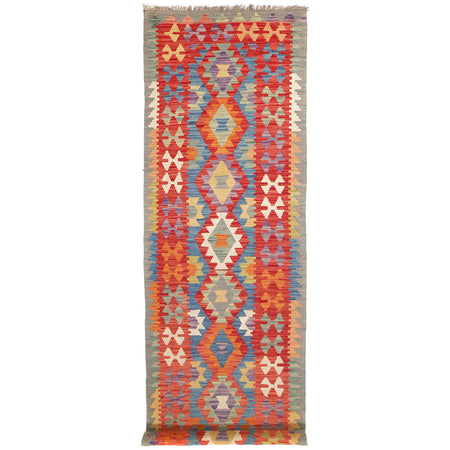 Handmade Multi Kilim Geometric 10' Runner