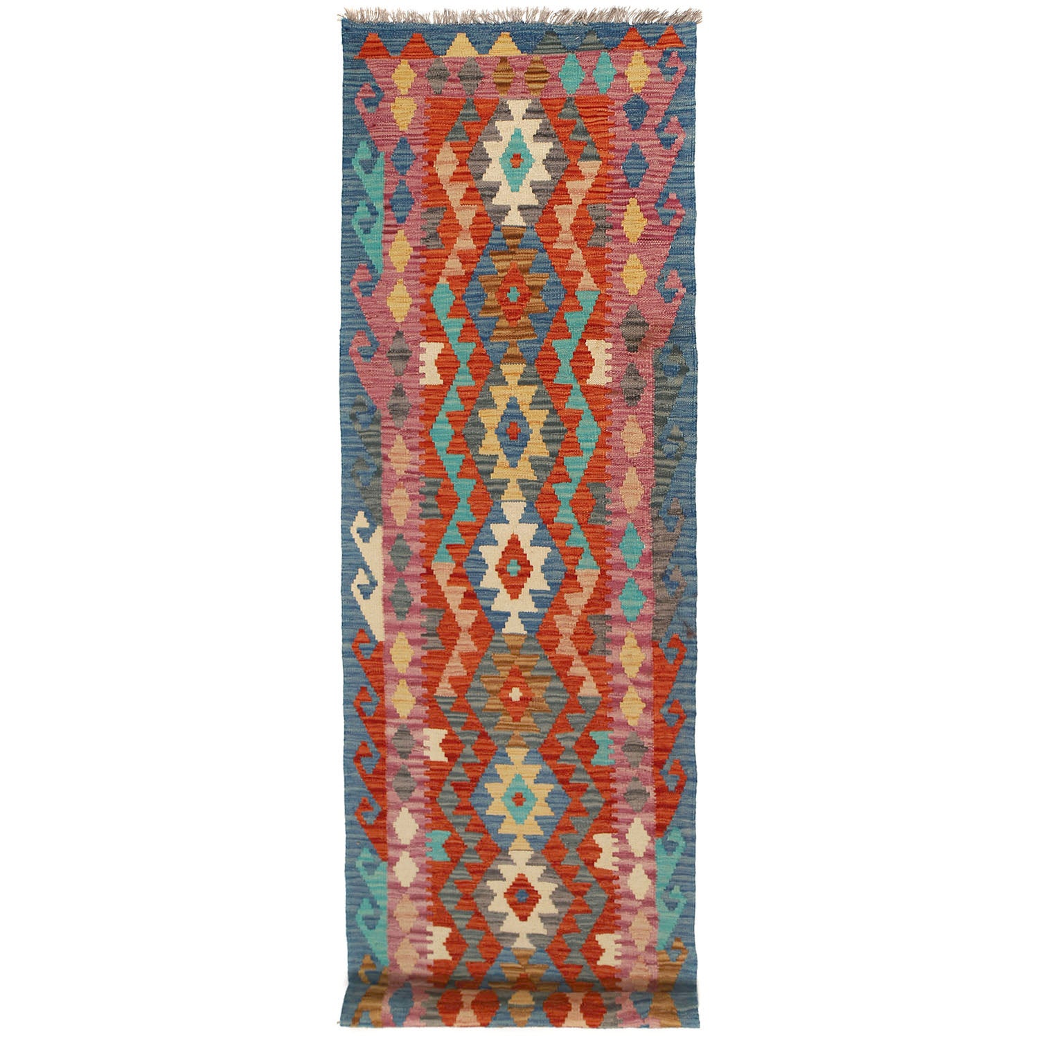 Handmade Multi Kilim Geometric 10' Runner