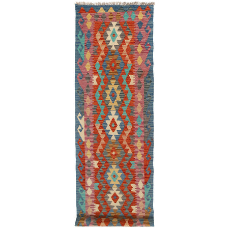 Handmade Multi Kilim Geometric 10' Runner