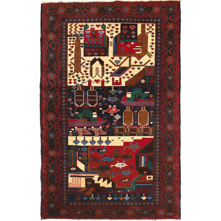 Pictorial Rug Handmade Multi Design
