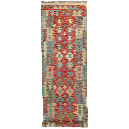 Handmade Multi Kilim Geometric 10' Runner