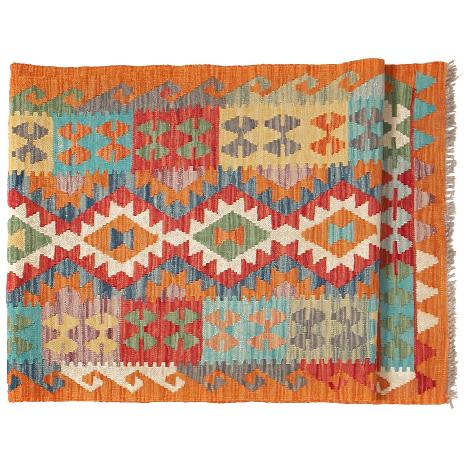 Handmade Multi Kilim Geometric 10' Runner