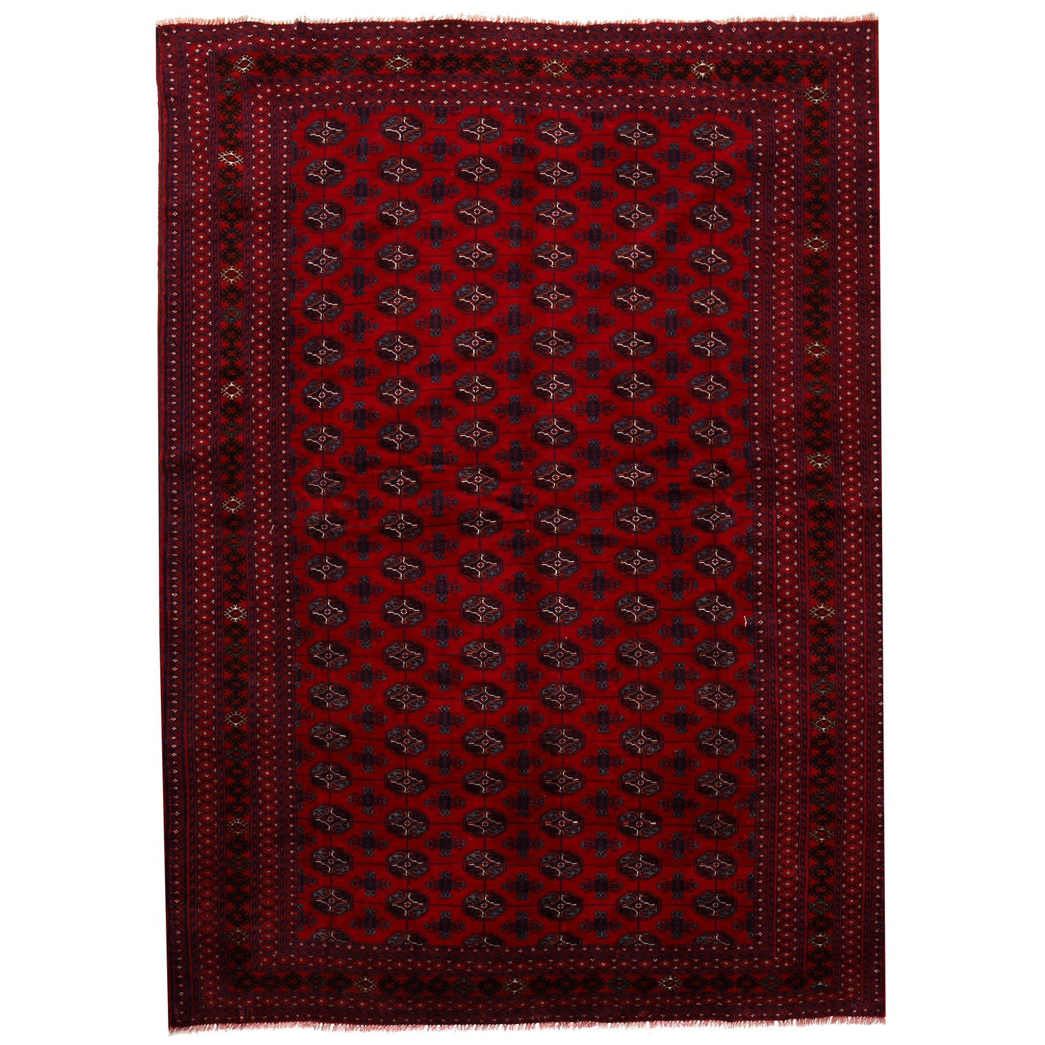 Bokhara Rug Handmade Deep Red Medallion 7x10 ft