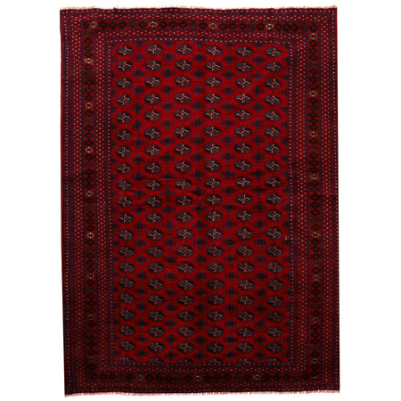 Bokhara Rug Handmade Deep Red Medallion 7x10 ft