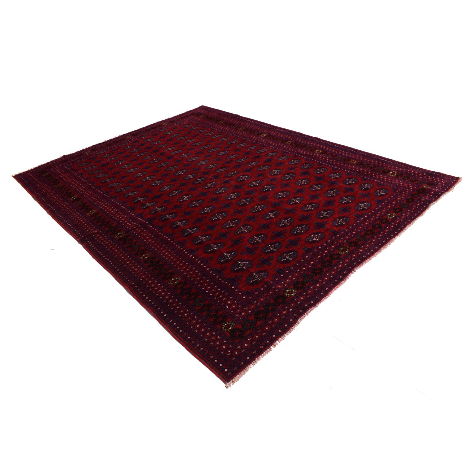 Bokhara Rug Handmade Deep Red Medallion 7x10 ft