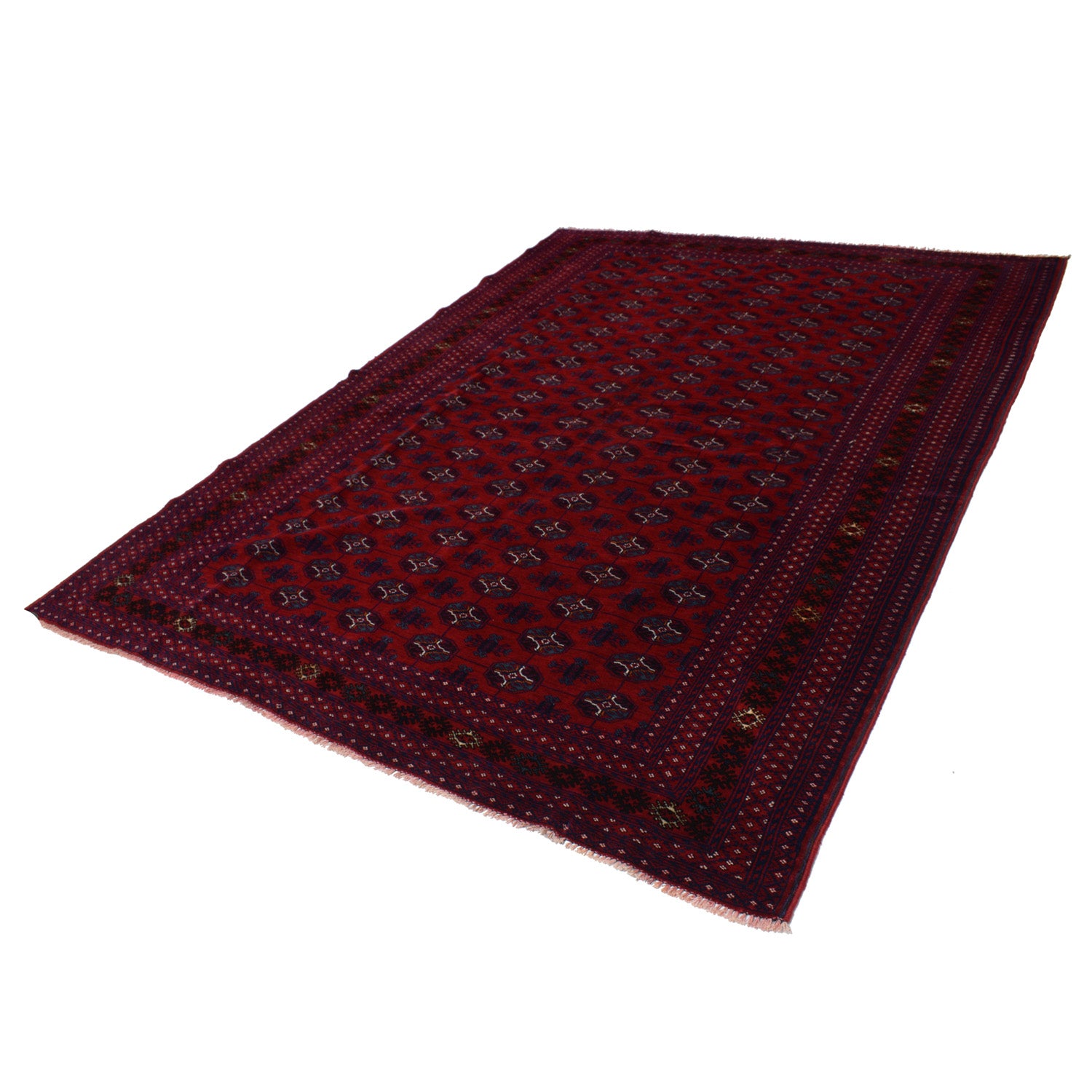 Bokhara Rug Handmade Deep Red Medallion 7x10 ft