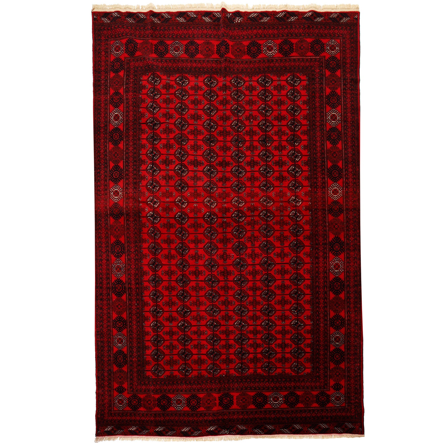Bokhara Rug Handmade Vibrant Red Medallion 7x10 ft