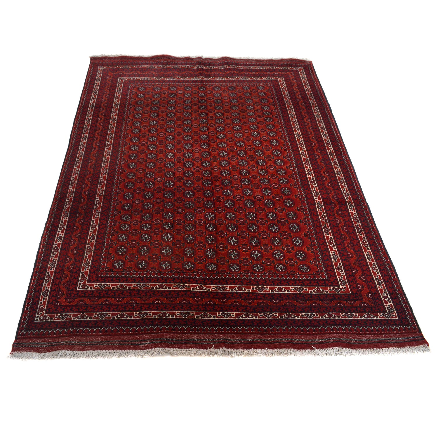 Khoja Roshnai Area Rug Handmade Deep Red Floral 4x7 ft