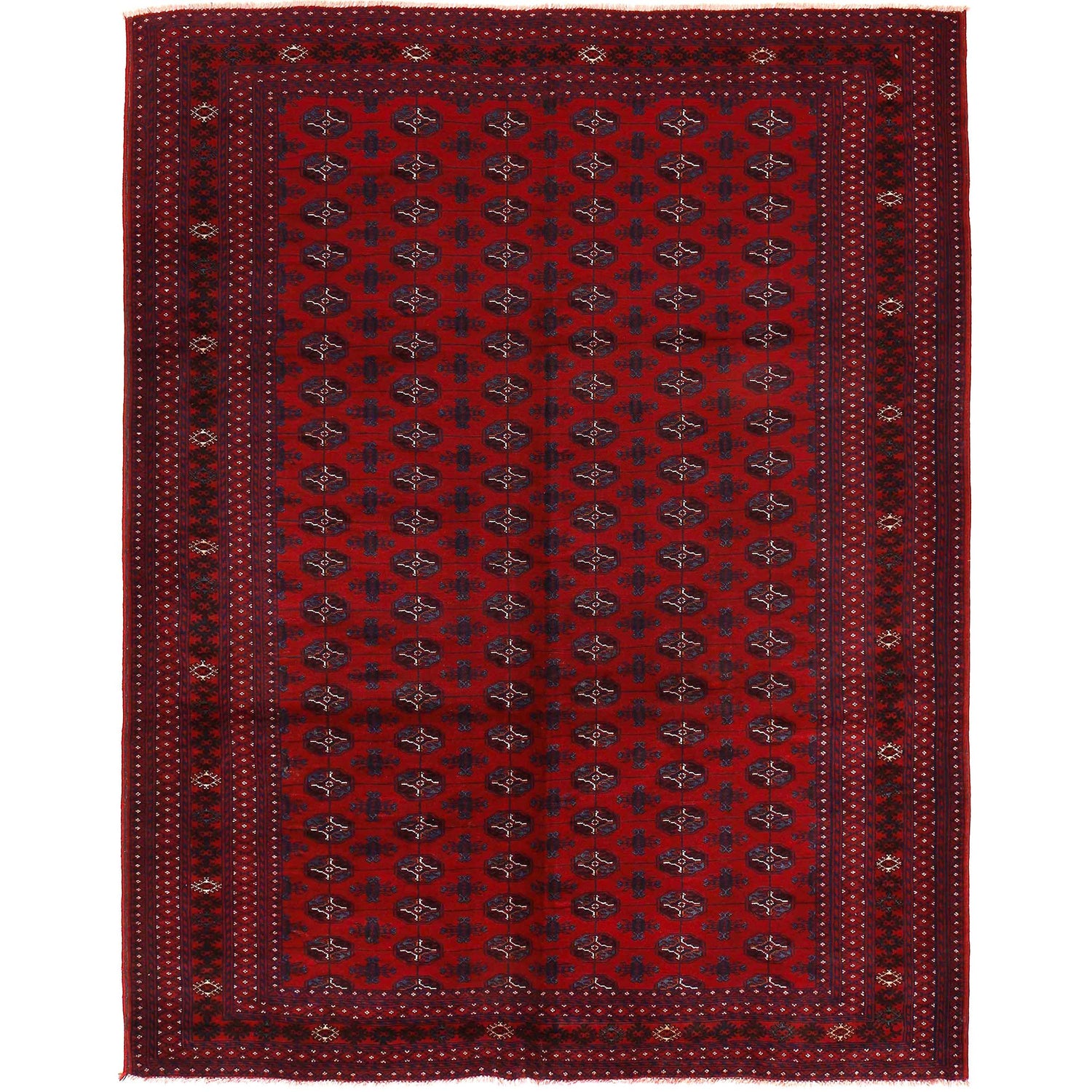 Bokhara Rug Handmade Red Medallion 6x9 ft