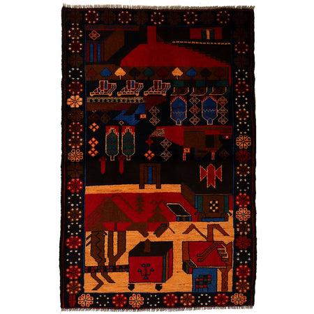 Pictorial Rug Handmade Multi Design