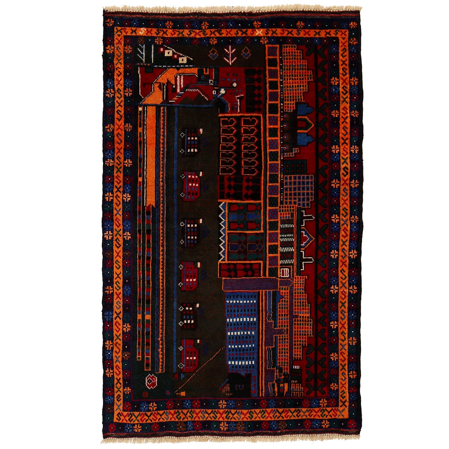 Pictorial Rug Handmade Multi Design