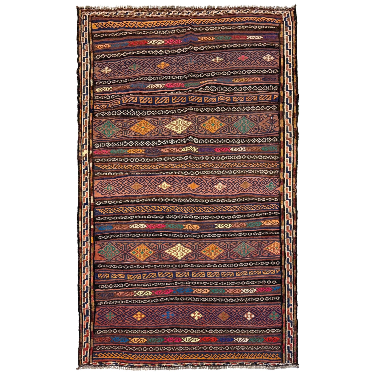 Laghari Kilim Area Rug Handmade Multi Geometric 4x7 ft