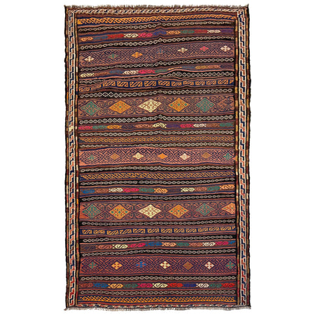 Laghari Kilim Area Rug Handmade Multi Geometric 4x7 ft