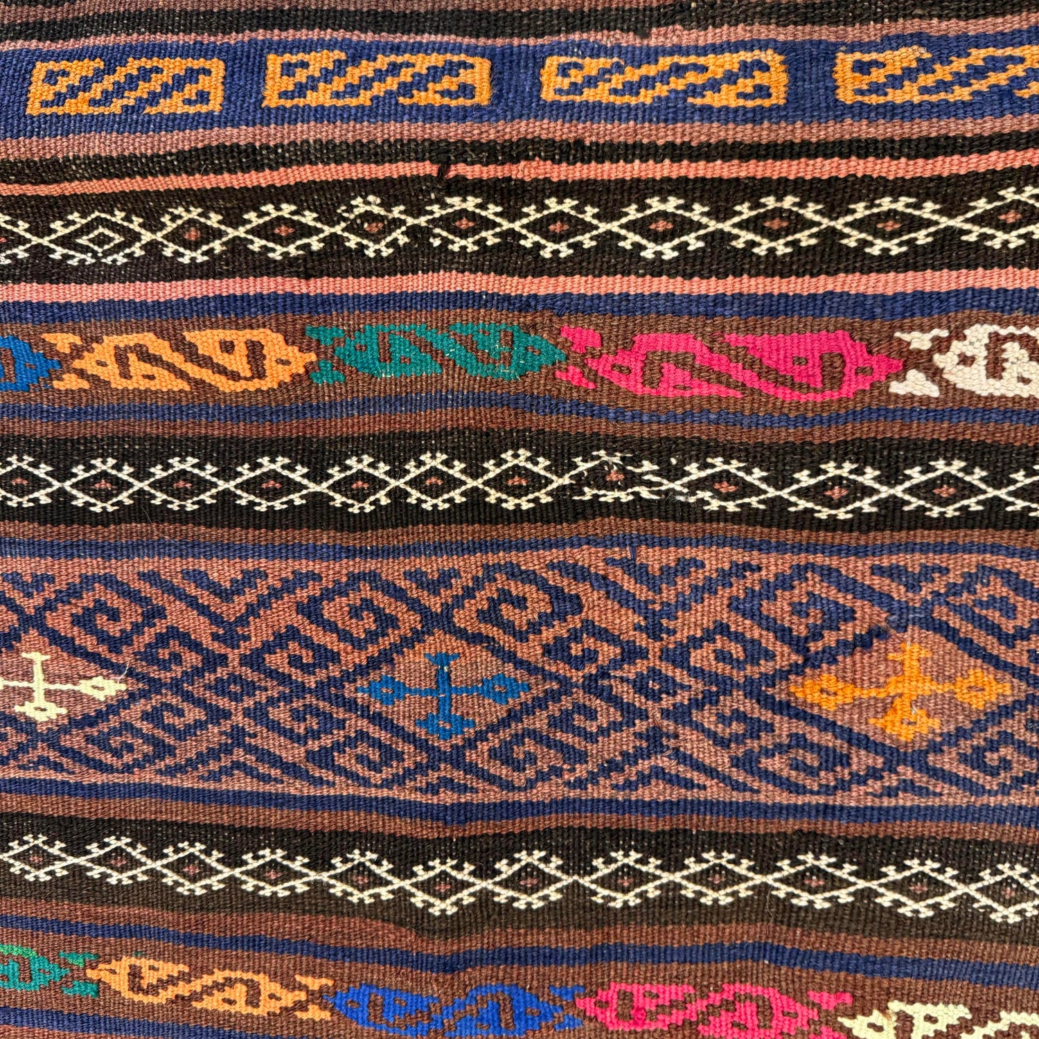 Laghari Kilim Area Rug Handmade Multi Geometric 4x7 ft
