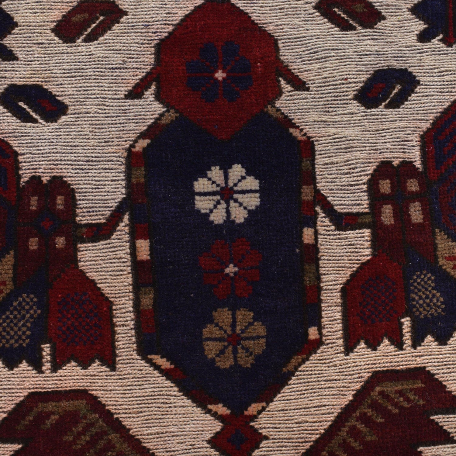 Barjasta Runner Rug Handmade Beige Floral 13' ft Runner