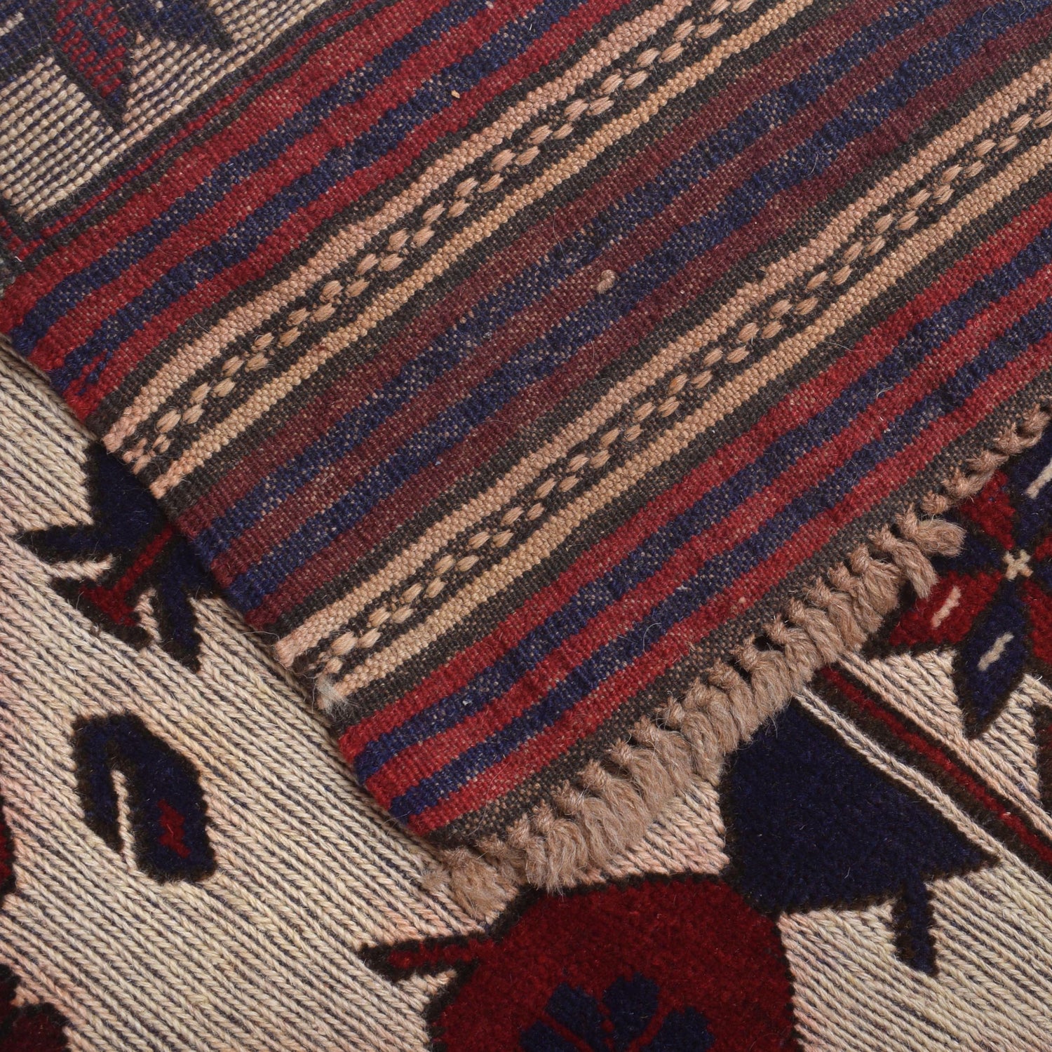 Barjasta Runner Rug Handmade Beige Floral 13' ft Runner