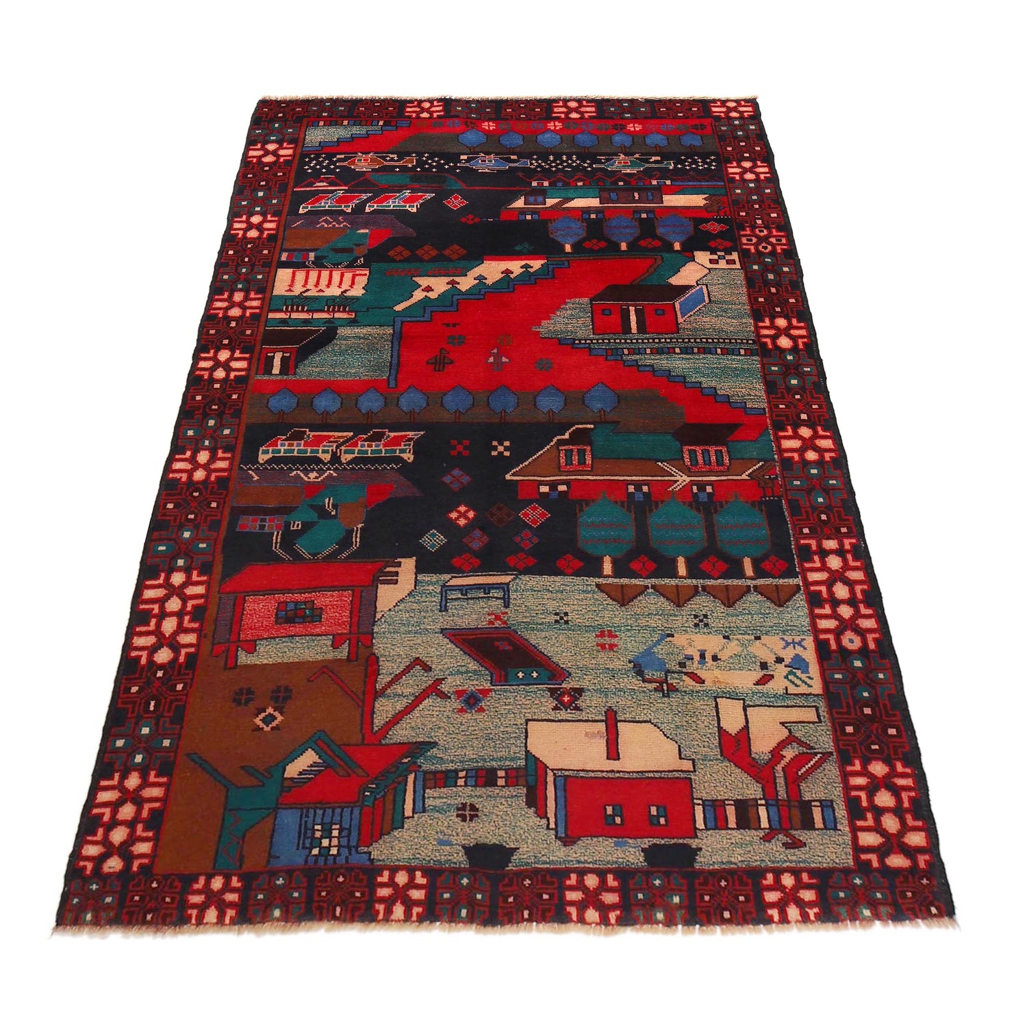 Pictorial Rug Handmade Multi Design
