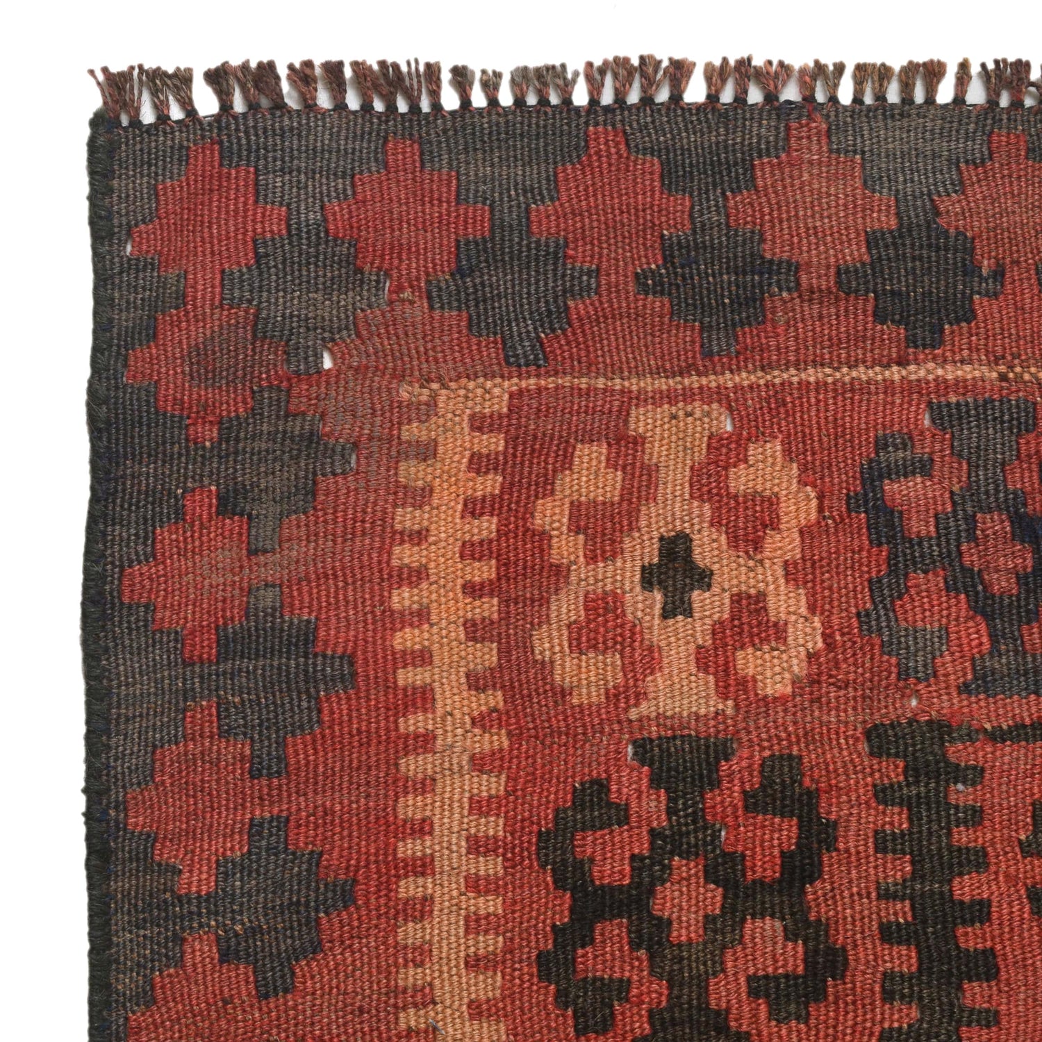 Maimana Kilim Area Rug Handmade Red Floral 5x8 ft