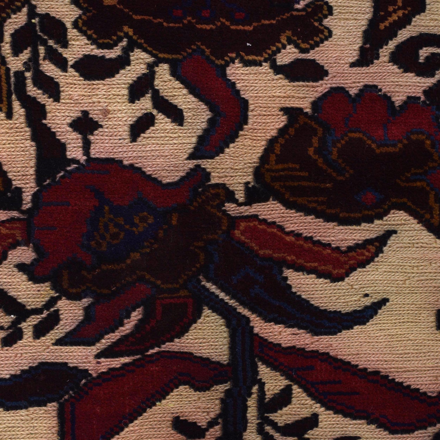 Barjasta Area Rug Handmade Beige Floral 4x6 ft