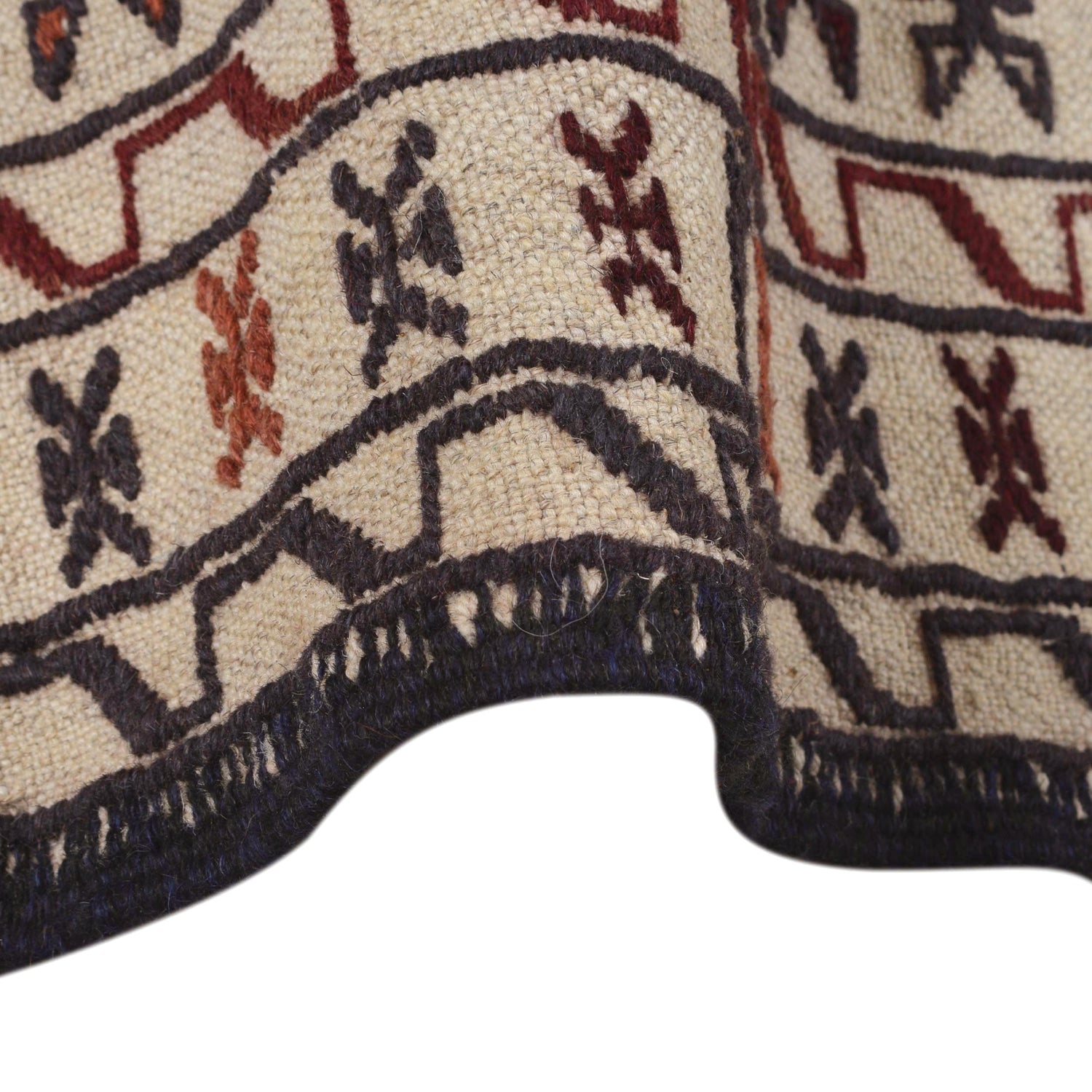 Soumak Kilim Area Rug Handmade White Pictorial 4x6 ft