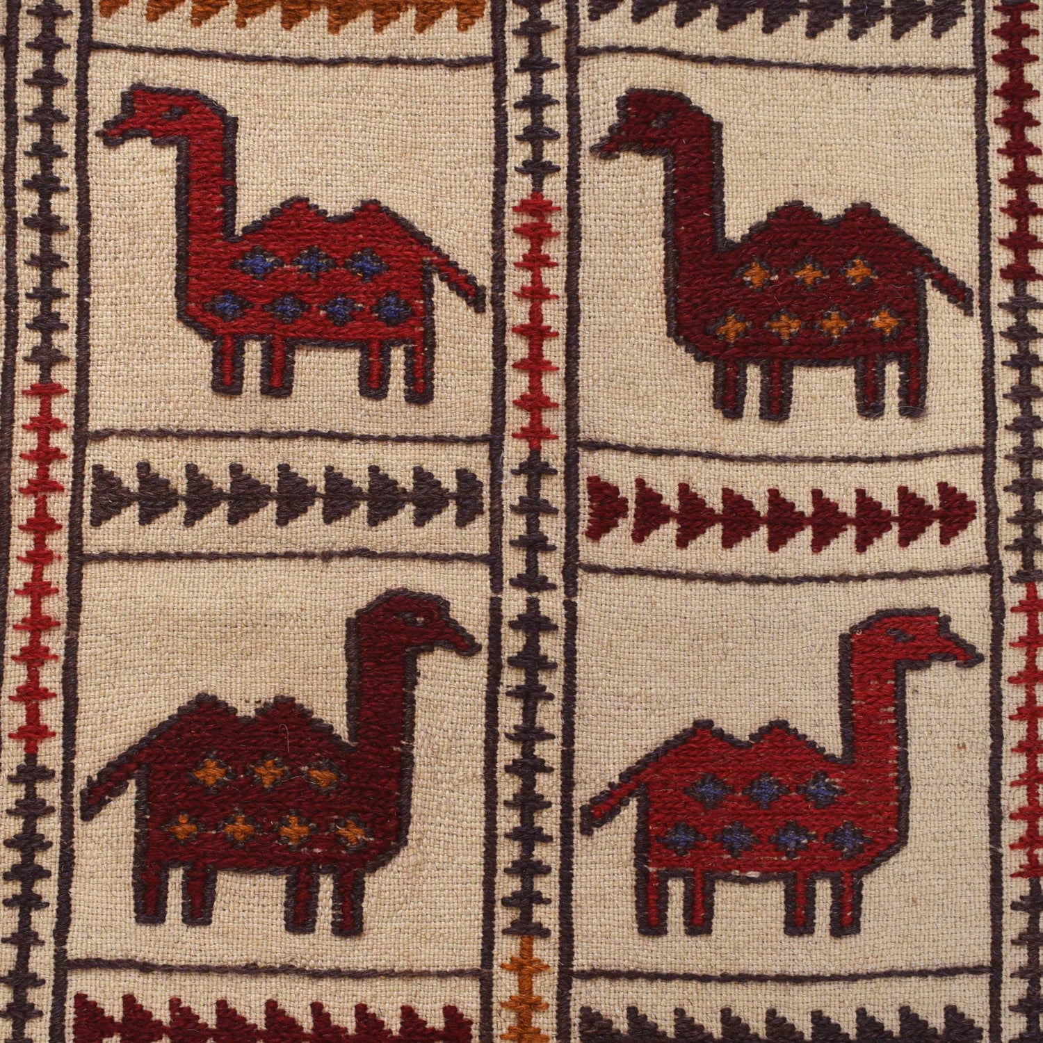 Soumak Kilim Area Rug Handmade White Pictorial 4x6 ft