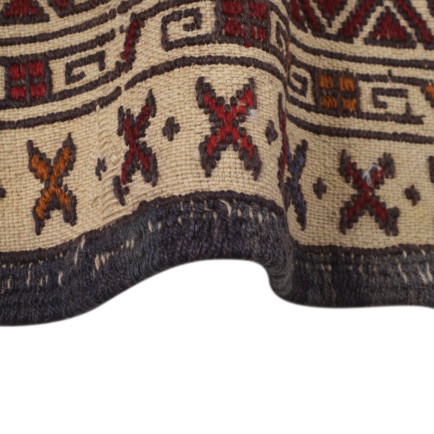 Soumak Kilim Area Rug Handmade White Pictorial 4x6 ft