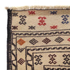 Soumak Kilim Area Rug Handmade White Floral 4x6 ft