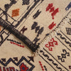 Soumak Kilim Area Rug Handmade White Floral 4x6 ft