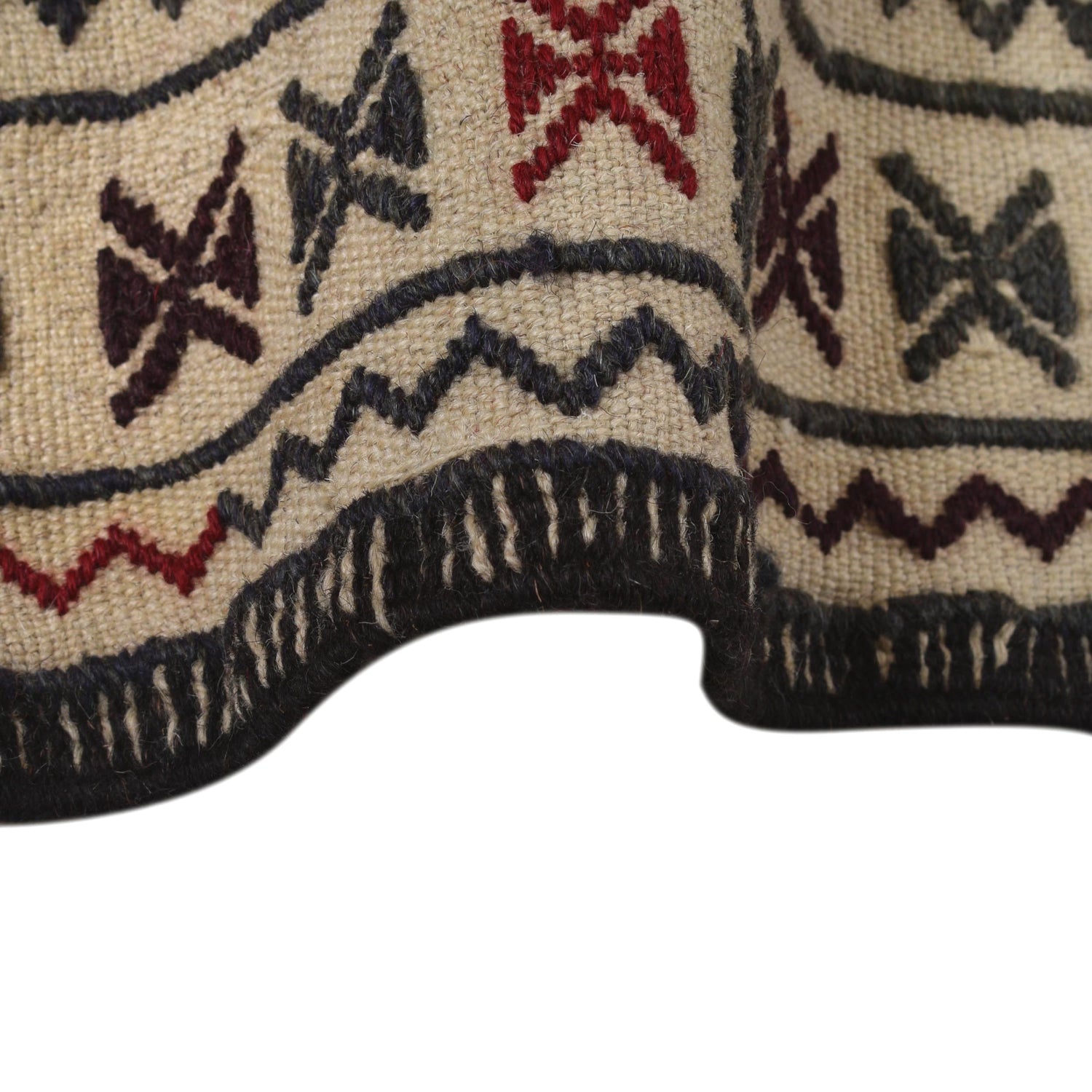 Soumak Kilim Area Rug Handmade White Floral 4x6 ft