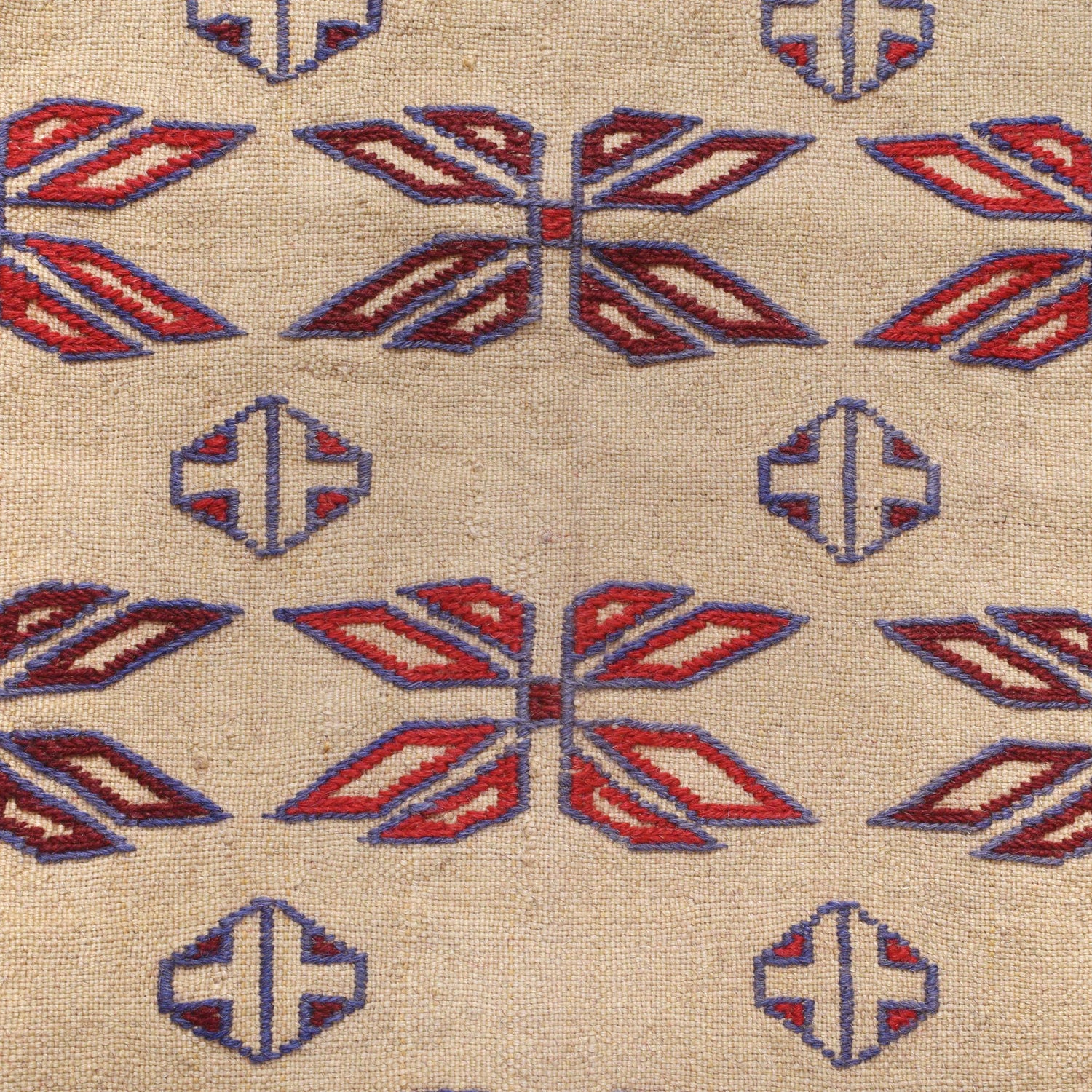 Soumak Kilim Area Rug Handmade White Floral 4x6 ft