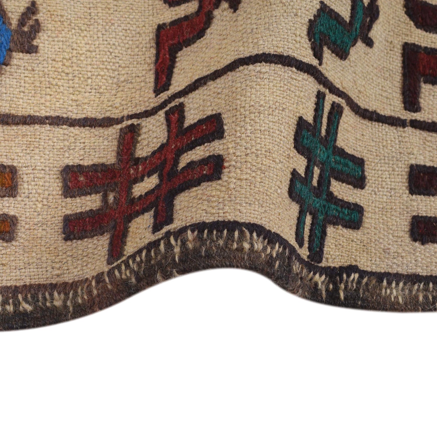 Soumak Kilim Area Rug Handmade White Pictorial 4x6 ft