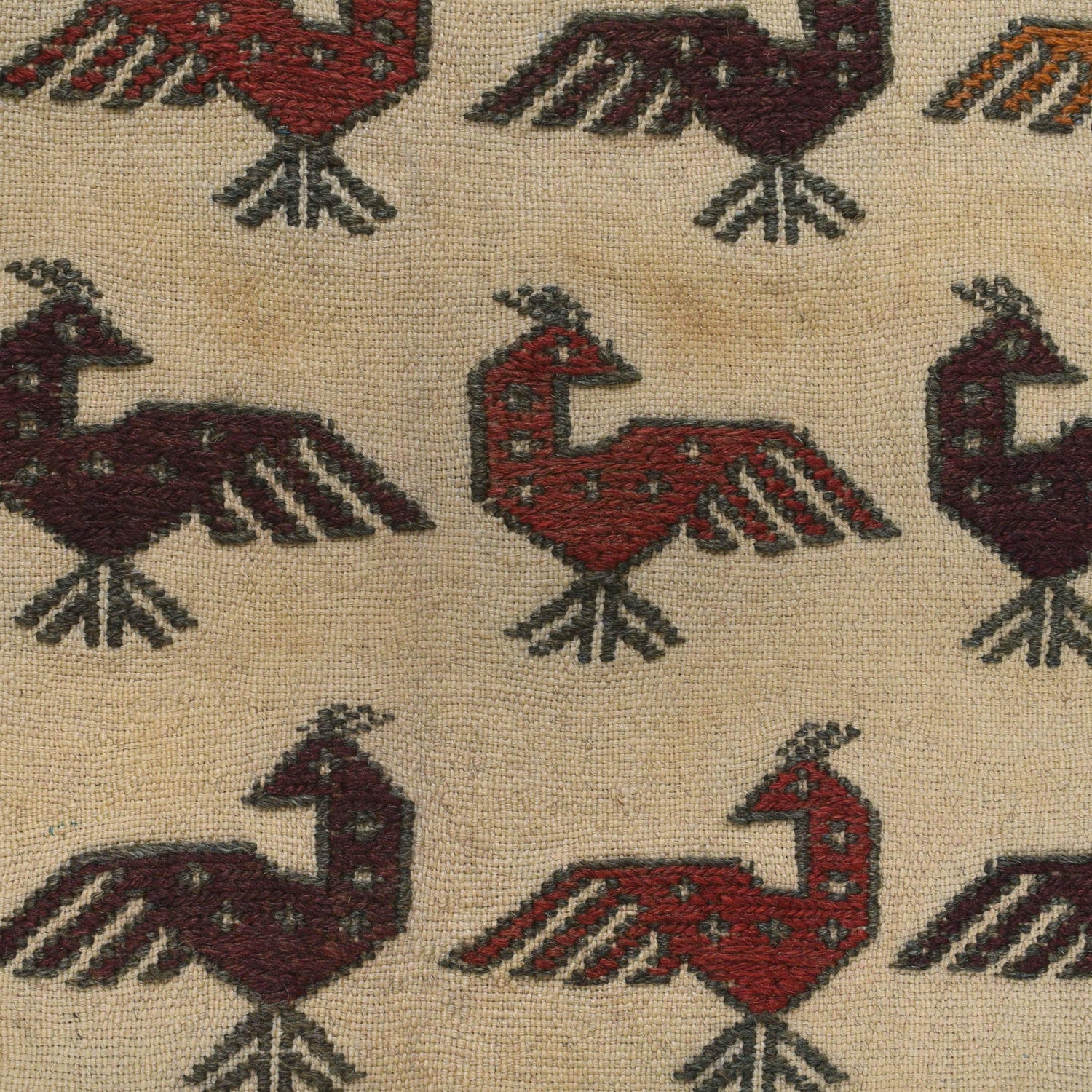 Soumak Kilim Area Rug Handmade White Pictorial 4x6 ft