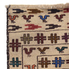 Soumak Kilim Area Rug Handmade White Pictorial 4x6 ft