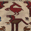 Soumak Kilim Area Rug Handmade White Pictorial 4x6 ft