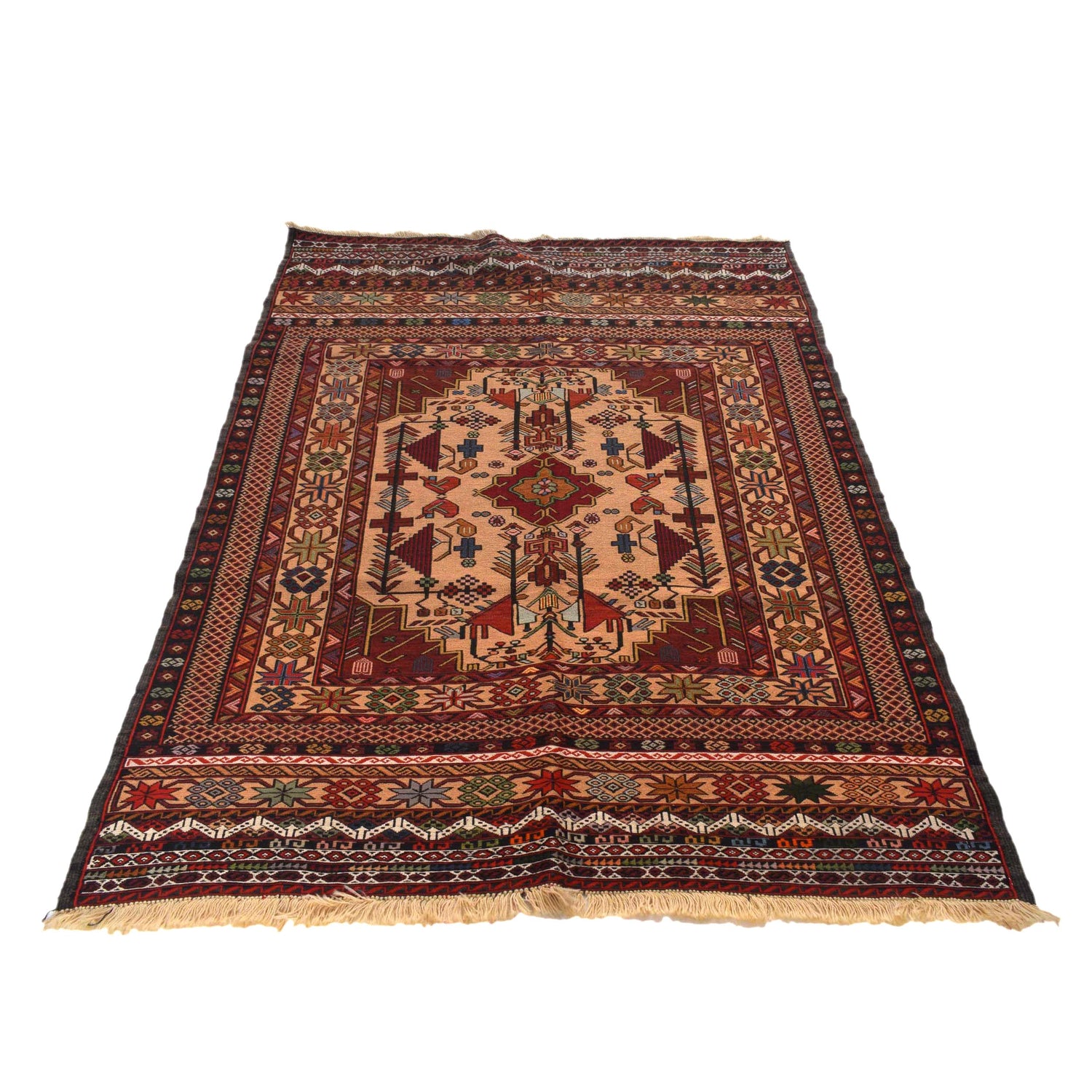 Maliki Kilim Area Rug Handmade Multi Floral 4x6 ft