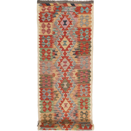 Handmade Multi Kilim Geometric 10' Runner