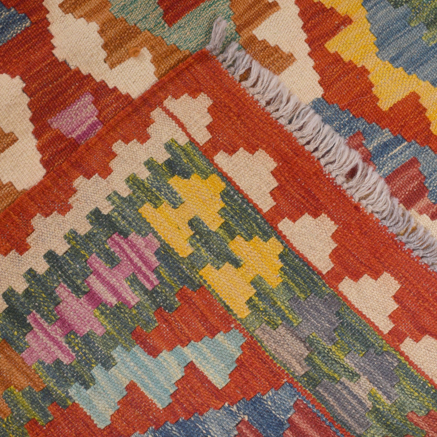 Handmade Multi Kilim Geometric 10' Runner