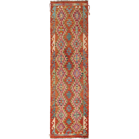 Handmade Multi Kilim Geometric 10' Runner