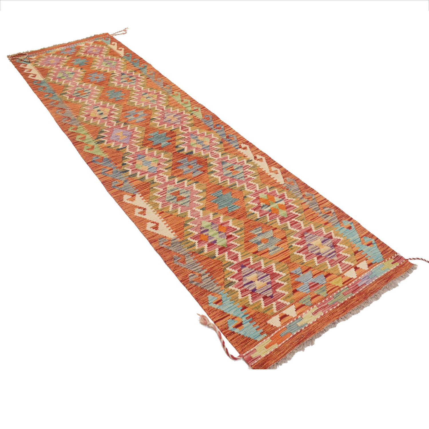 Handmade Multi Kilim Geometric 10' Runner