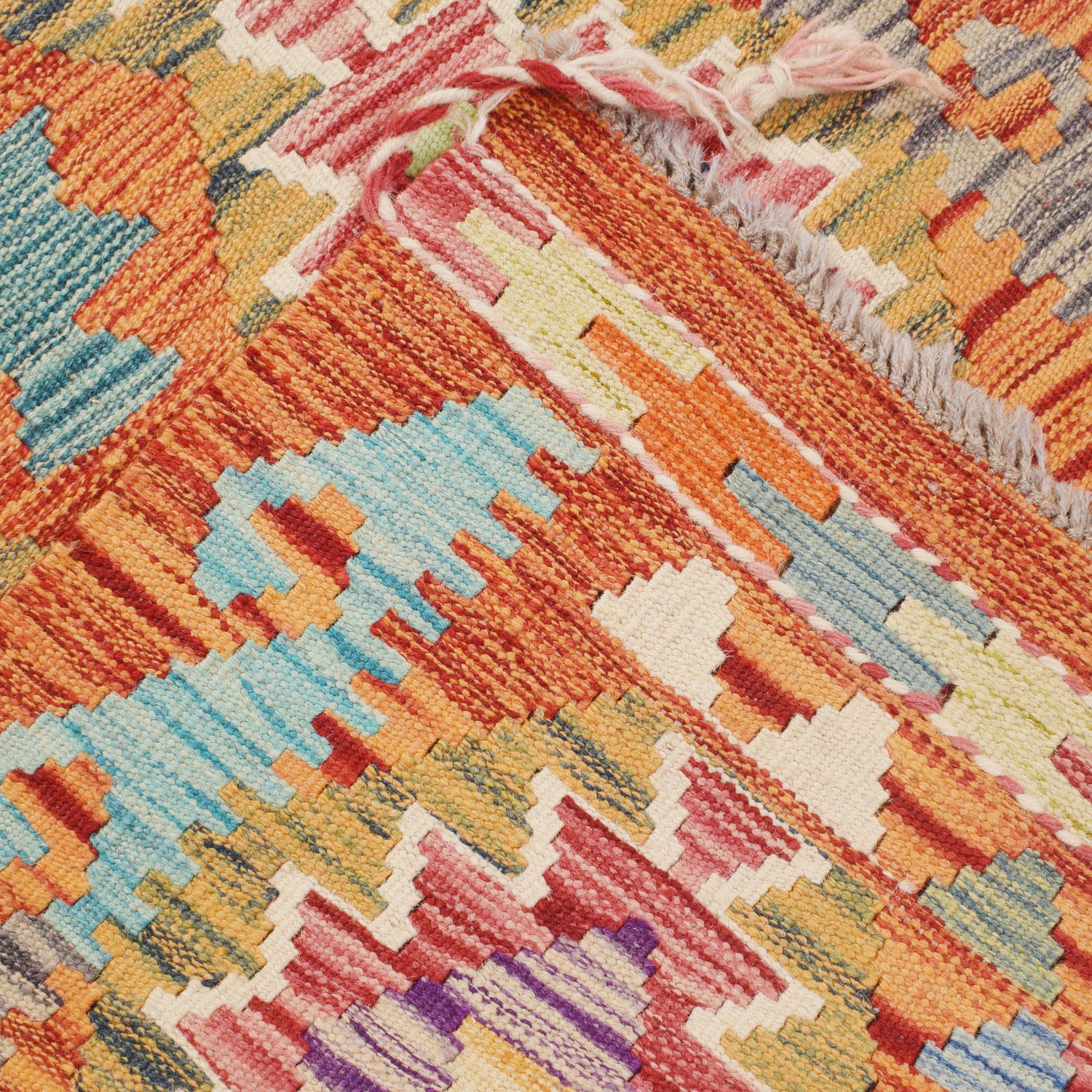 Handmade Multi Kilim Geometric 10' Runner