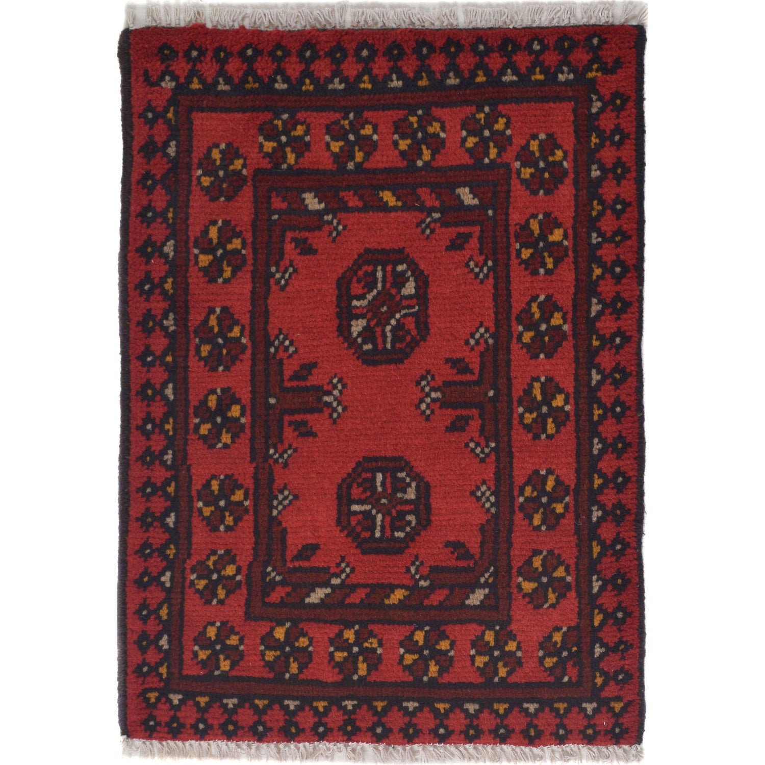Handmade Wool Doormat Red Floral